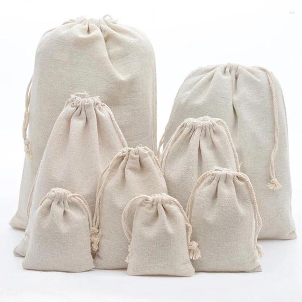 Bolsas de compras 1 unids Tela de lino de algodón simple Bolsa de tela de polvo Ropa Calcetines / Ropa interior Zapatos Recibir Hogar Sundry Almacenamiento de juguetes para niños