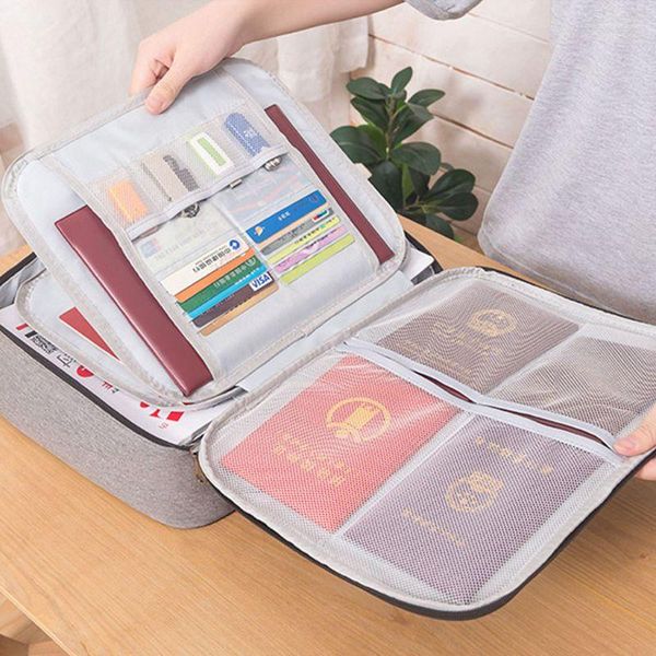 Bolsas de la compra, bolsa para billetes de documentos de 2/3 capas, organizador de archivos de certificados de gran capacidad para uso en viajes domésticos para almacenar artículos importantes