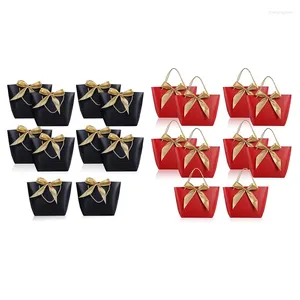 Bolsas de compras 20 PCS Bolsa de regalo con asa Papel Favor de fiesta Presente Wrap Snack Bow Cinta Negro Rojo