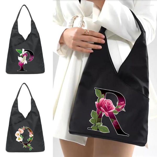 Bolsos de compras 2023, bolso de hombro para mujer, bolso de mano informal a la moda con estampado de flores en Color, bolso con botones, organizador portátil