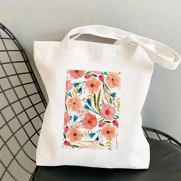 Sacs à provisions 2024 Shopper danse florale esthétique imprimé sac fourre-tout femmes Harajuku sac à main fille épaule dame toile
