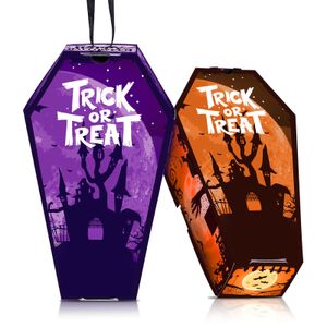 Boodschappentassen 24 stks/set Paars Oranje Halloween Doodskist Trick or Treat Goodie Snoepdozen Kinderen Zombies Snoep Feestartikelen Geschenkzakjes 230830