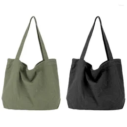 Sacs à provisions 2x Canvas Handbag Simple Men de grande capacité pour hommes de grande capacité pour femmes réutilisables (noir / vert)