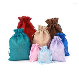 Sacs à provisions 30 pièces noël toile de jute cordon sac en lin Mini sac de rangement cadeau de mariage pour la fête d'anniversaire bricolage