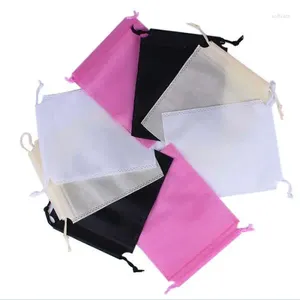 Sacs à provisions 50pcs / lot 16x20cm cordon non tissé pour emballage de rangement de voyage en cadeau sac à poche portable peut personnaliser personnalisé