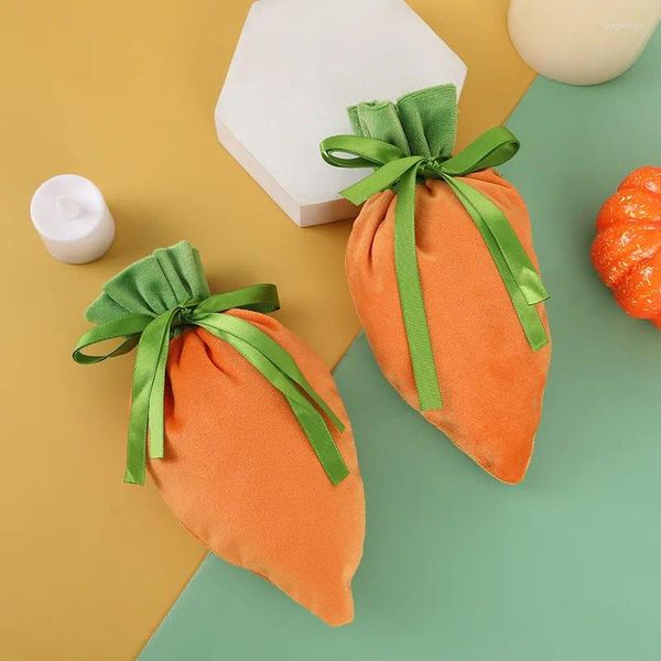 Sacs à provisions 5pcs Creative Carrot Drawstring Storage Poux de Pâques Pâles d'oeuf de Noël Christmas Candy Gift Packaging Bijoux Organisateur Sac