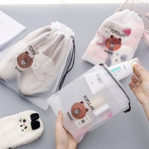 Bolsas de compras 5 uds./PVC bolsa de almacenamiento de viaje transparente bonita conjunto de belleza con cordón de maquillaje ropa interior de aseo