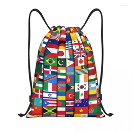 Sacs à provisions 60 drapeaux des pays Le swep à cordon mondial Men Sport Sport Sackpack Portable International Gift Training Sac Sac