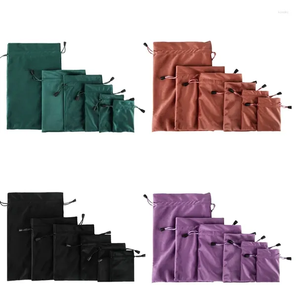 Sacs à provisions 6pcs / set paquet sac cordon sac à main couleur unie bijoux de mariage petit emballage bonbons bijoux conteneur de stockage