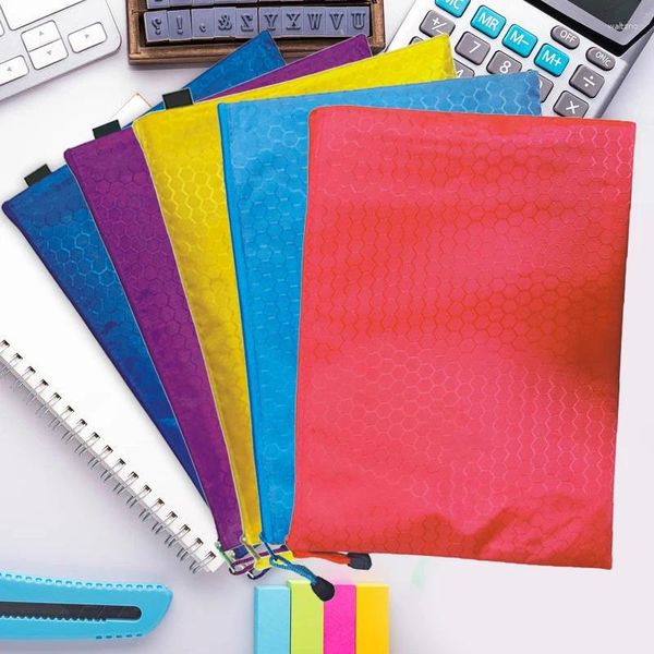 Bolsas de compras Bolsa de documentos A4 Color sólido Cremallera impermeable Papelería Carpetas de archivos Información Oficina Suministros escolares