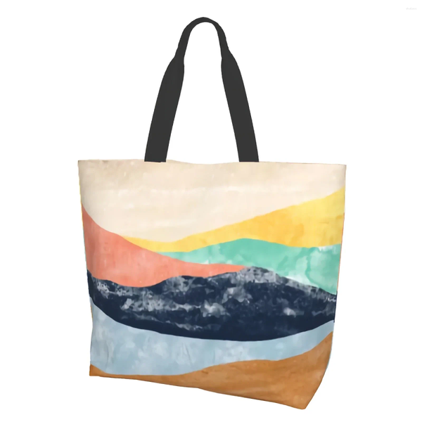 Sacs à provisions Art abstrait Paysage de montagne Naturel Esthétique Contemporain Désert Toile Sac fourre-tout en vrac Grand sac à main à bandoulière