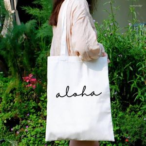 Borse per la spesa Aloha Canvas Bag Hawaii Fashion Women Holiday Tote Borse riutilizzabili