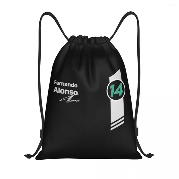 Bolsas de compras Alonso 14 Bolsa de gimnasia deportiva de mochila para mujeres F-1 Sport Car Racing Sackpack