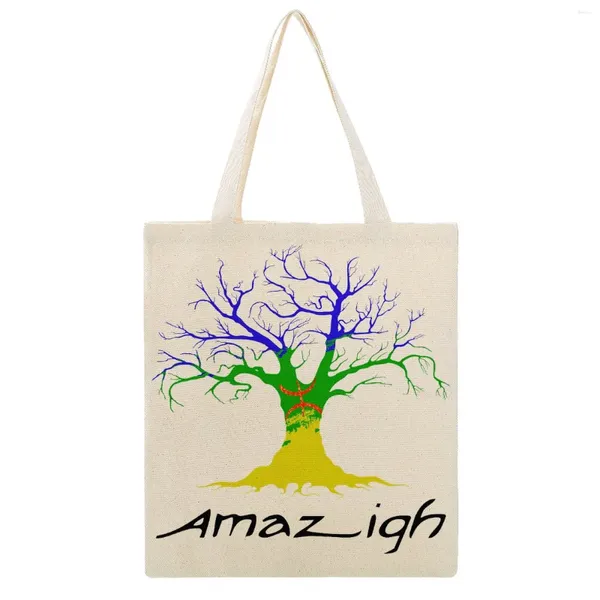 Sacs à provisions drapeau arbre amazigh grand sac martin sac drôle de couverture cool rouleau de haute qualité bourse