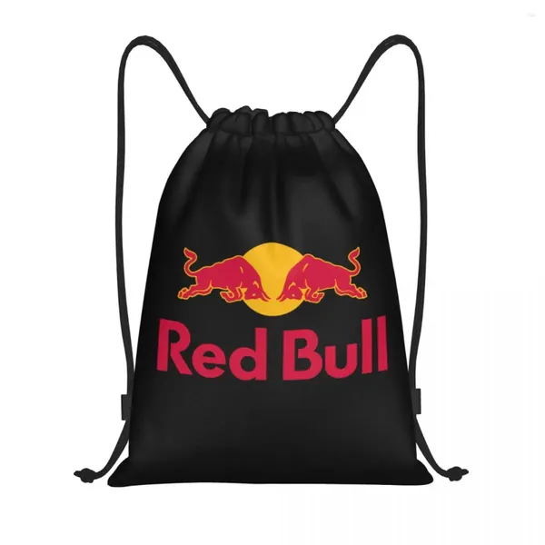 Sacs à provisions Animal rouge Double-Bull cordon sac à dos femmes hommes Sport Gym sac à dos pliable sac de vache sac