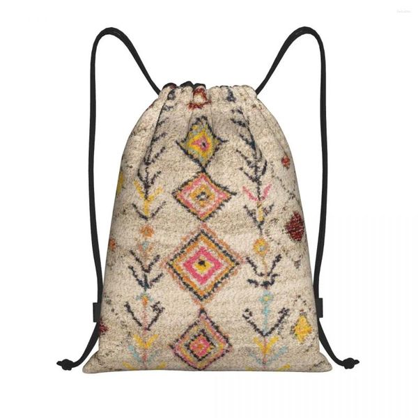 Sacs à provisions antiques tapis berbère marocain cordon de serrage sac à dos Sac à dos de sport pour femmes hommes et ethniques géométriques art sackpack