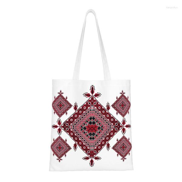 Sacs de courses arabe palestinien Tatreez croix broderie épicerie toile fourre-tout sac à bandoulière Palestine Art populaire sac à main