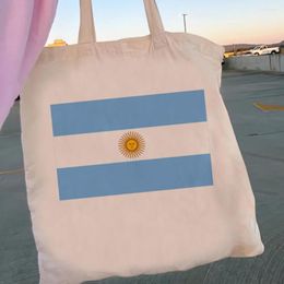 Boodschappentassen Argentinië flag tas shopper kruidier canvas katoen totte bolsas ecologicas shoping sacola reutilizables grijper