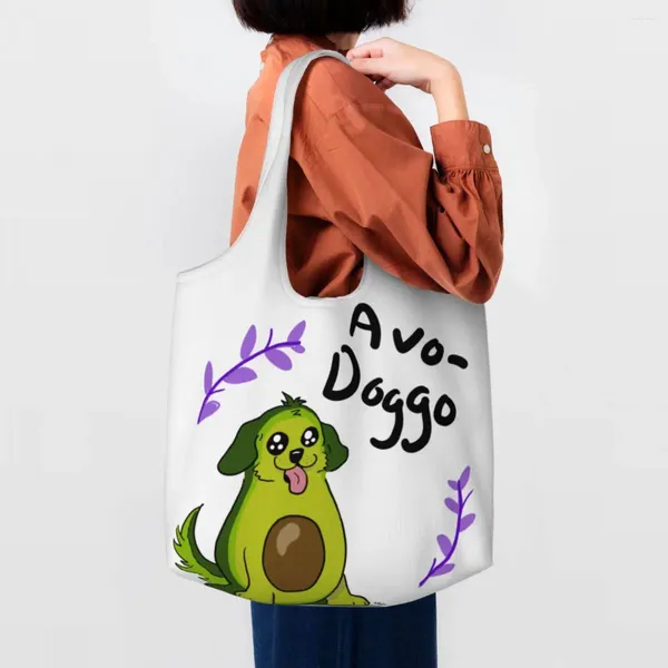 Sacs à provisions Avo Doggo épicerie fourre-tout femmes drôle fruits végétalien toile Shopper épaule grande capacité Pographie sacs à main