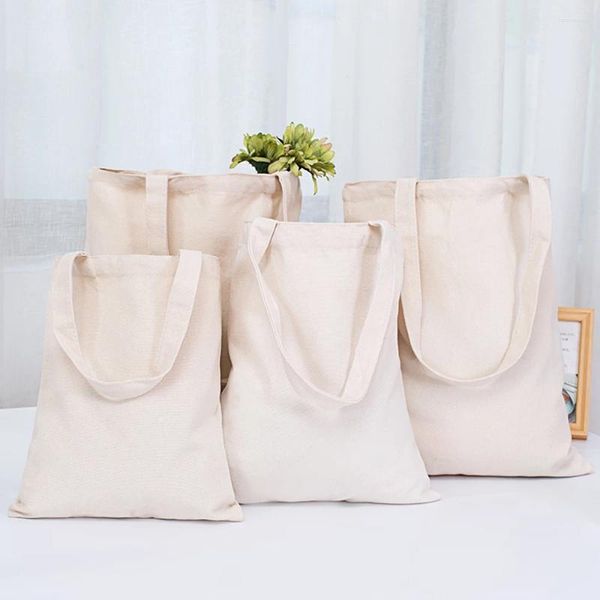 Bolsas de compras bolsas de playa para mujeres lienzo de hombro sólido color casualidad reutilizable gran capacidad bolso de algodón beige/blanco