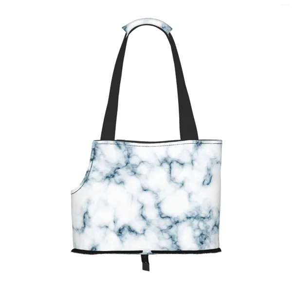 Sacs de courses en marbre bleu pour chien, porte-monnaie avec poche et attache de sécurité, petit sac fourre-tout d'extérieur pour animaux de compagnie