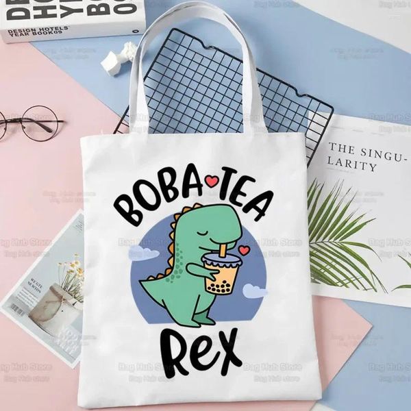 Sacs à provisions Boba Milk Tea Sac Shopper Eco Bubble Canvas Coton Cartoon Cute Bolsas de Tela Shoping Reusable Sacolas