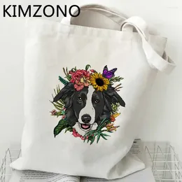 Sacs à provisions Border Collie Bag Eco Recycle Shopper Grocery Cotton Tote Reciclaje Reusable Bolsas Ecologicas Custom