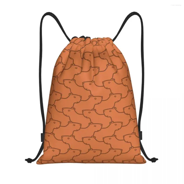 Bolsas de compras Brown Capybara Pattern Drawstring Mackpack Gym Sports Sackpack South Africa Animal String Bag para ejercicio