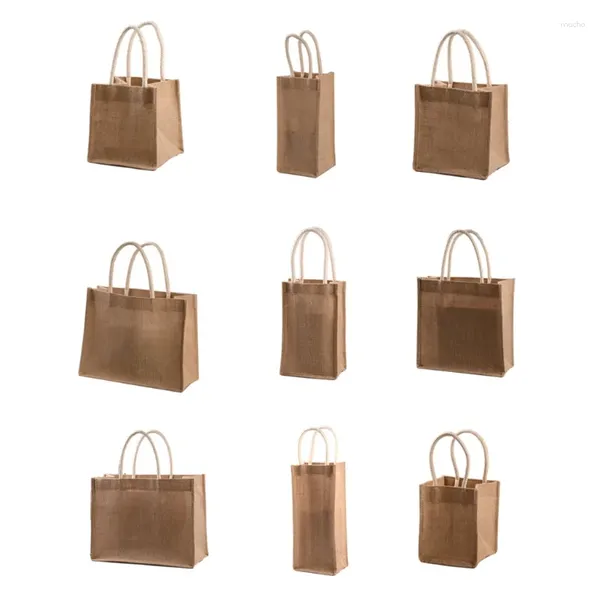 Sacs à provisions Burlap Tote Sac Cadeau de jute Épicerie réutilisable avec poignée pour décoration art artisanat Bookbag Events Schools Beach