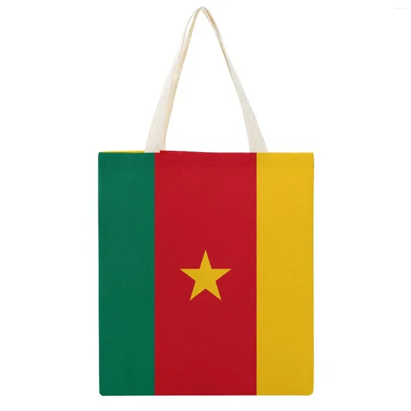 Sacs à provisions Drapeau du Cameroun Mini jupe Robe du Cameroun Sac en toile Nouveauté drôle Grand sac à dos Martin Vintage Casual Graphic Totes