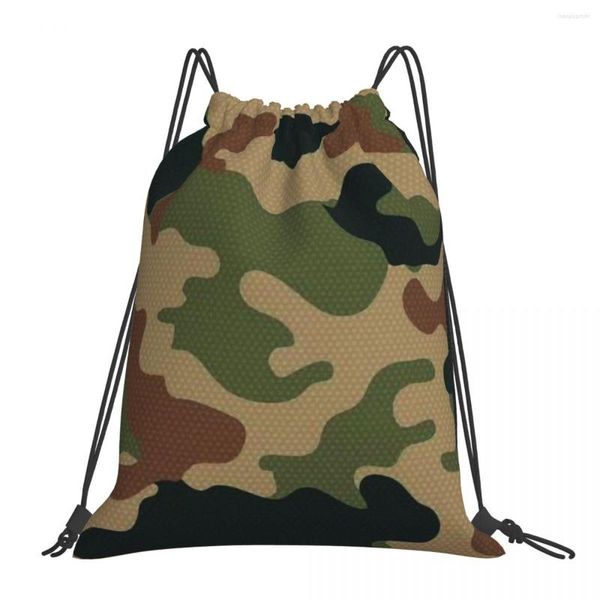 Sacs à provisions Camouflage armée vert imprimé cordon hommes femmes stockage sac à dos adolescent sac de voyage multi-fonction poche