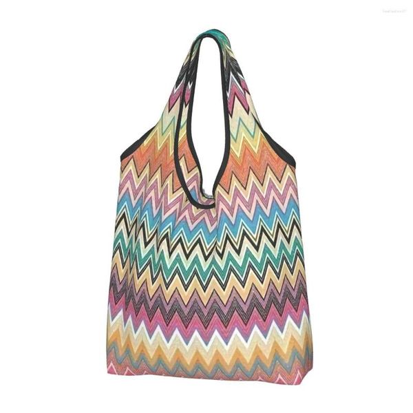 Sacs à provisions Camouflage maison épicerie Shopper épaule sac fourre-tout grande capacité Portable moderne Zigzag motif sac à main