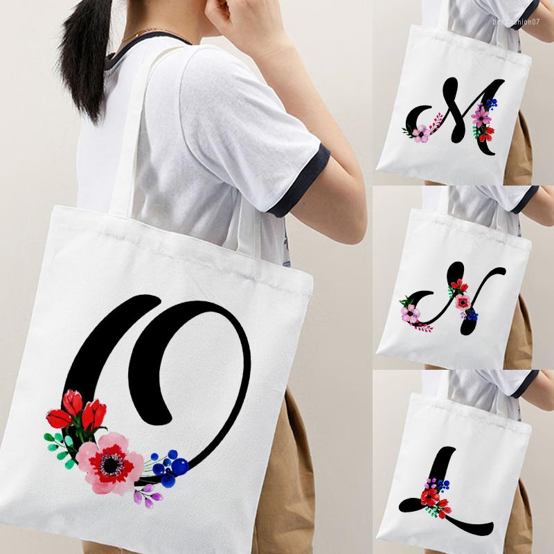 Boodschappentassen canvas tas letter print grote capaciteit conventionele mode afdrukken damesschouder simpel