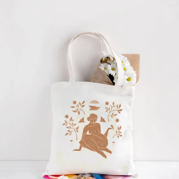 Bolsas de compras lienzo de hombro bolso mujeres mujeres ecológicas reutilizables de moda vintage ulzzang blanco plegable