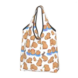 Sacs à provisions Capybara Sac d'épicerie Durable Grand Réutilisable Recycler Pliable Robuste Kawaii Animal Eco Lavable Léger