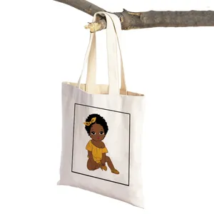 Sacs à provisions Cartoon Africa Child Baby Femmes Casual Women Sac Eco Canvas Cute Girl Shopper Supermarket Travel Tote Tote Sac à main