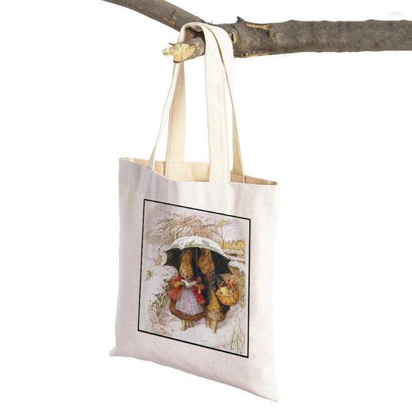 Sacs à provisions dessin animé enfants Shopper fourre-tout sac à main réutilisable mode Animal Double impression décontracté toile tissu sac