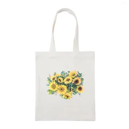 Boodschappentassen Casual canvas stoffen tas voor dames Bloemenpatroon Herbruikbare katoenen vintage draagtas met grote capaciteit