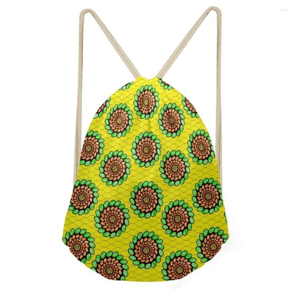 Sacs à provisions décontracté sport école cadeau poche réutilisable sac à cordon rangement articles divers personnalisé motif tribal africain tissu imprimé coloré