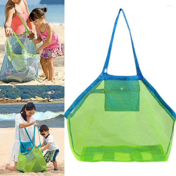 Bolsas de compras niños arenan arenan la bolsa de malla de baño de bebé protable para niños Juguetes para niños Almacenamiento de playa para toallas para mujeres maquillaje cosmético