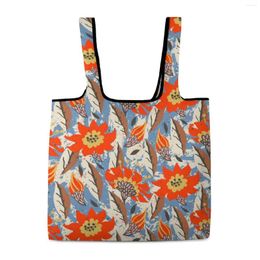 Sacs de courses à fleurs colorées, sac léger de voyage, sacs à main à Double sangle pour produits pliables