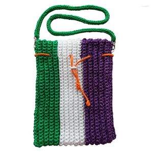Sacs à provisions colorés tricotant le sac à bandoulière fait main de textile pour des dames