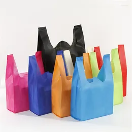 Bolsas de compras, chaleco no tejido colorido, venta al por mayor, supermercado, centro comercial, totalizador en blanco, publicidad