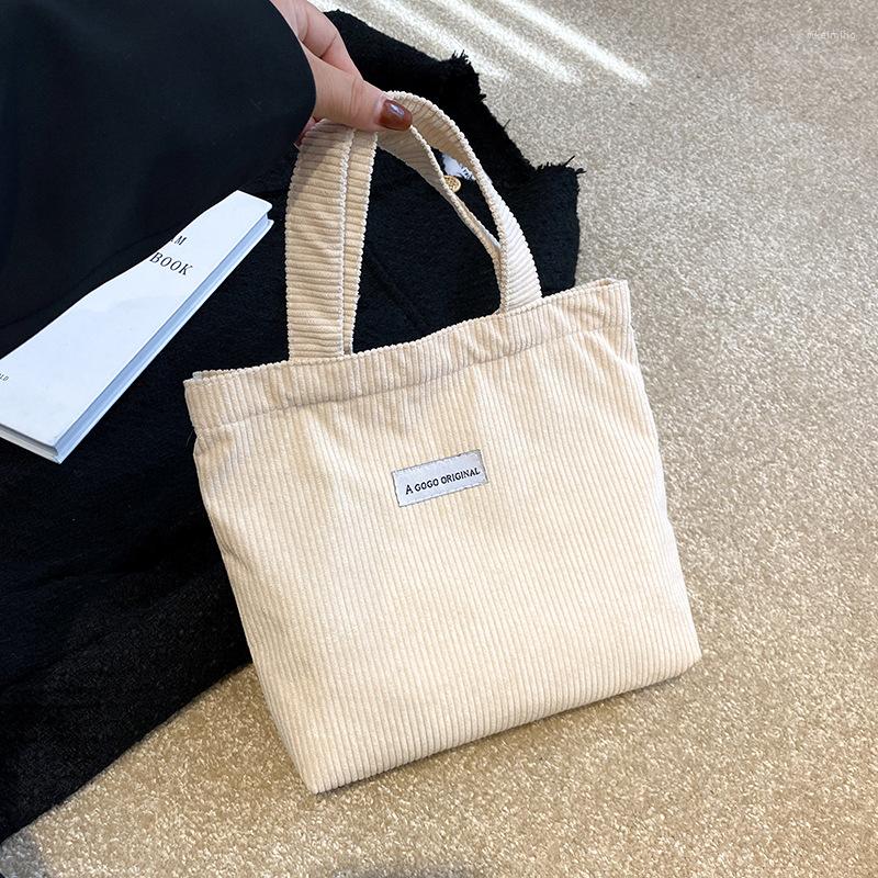 Shopping Bags Corduroy Mini Hand Bag Small Square Portable Handbags Women Casual Storage Vintage Solid Color Tote