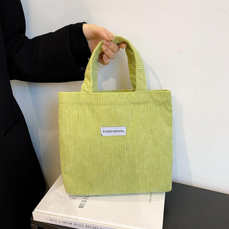 Shopping Bags Corduroy Mini Hand Bag Small Square Portable Handbags Women Casual Storage Vintage Solid Color Tote