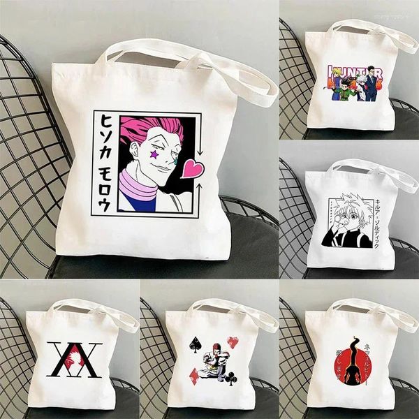 Sacs à provisions Sac en coton tissé Bodschappentas Grab x Hxh Killua Hisoka Bolsa Tote Recycle