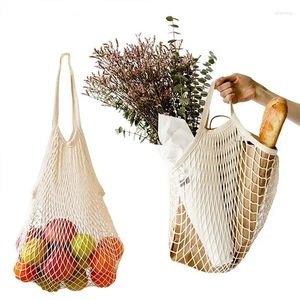 Sacs de courses en maille de coton pour femmes, fourre-tout à légumes et fruits, fourre-tout à épaule unique, filet de supermarché pour toile