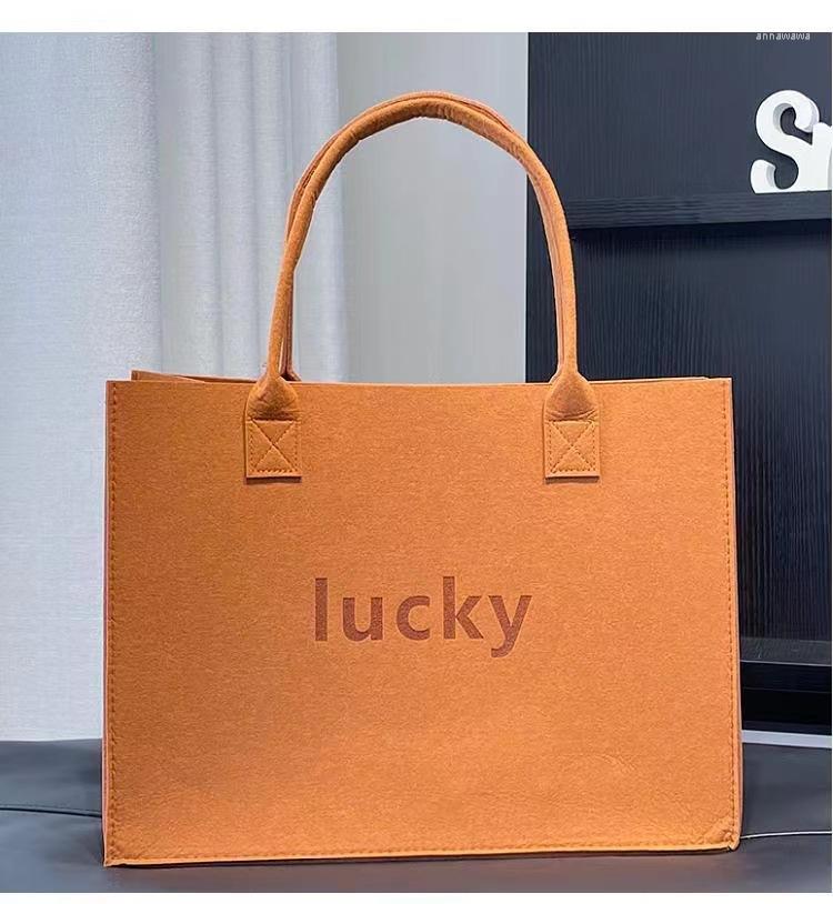 Shopping Bags Creative Lucky Pattern Tote Bag Multifunction Felt For Grocery Large-capacity Gift With Handle Storage