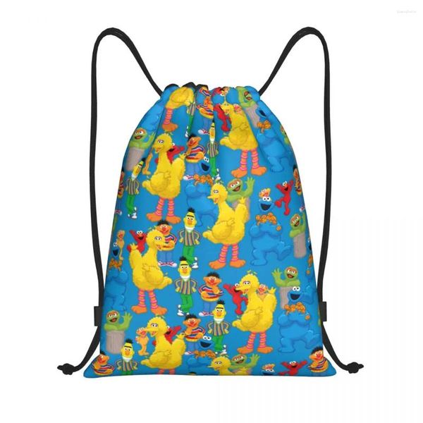 Sacs à provisions Custom Big Bird Traw-cordon pour Yoga Sac à dos Hommes Femmes Cookie Monster Sports Gym Sackpack