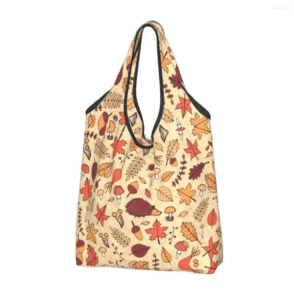 Sacs à provisions personnalisé mignon automne hérisson sac femmes portable grande capacité épicerie animal fourre-tout shopper